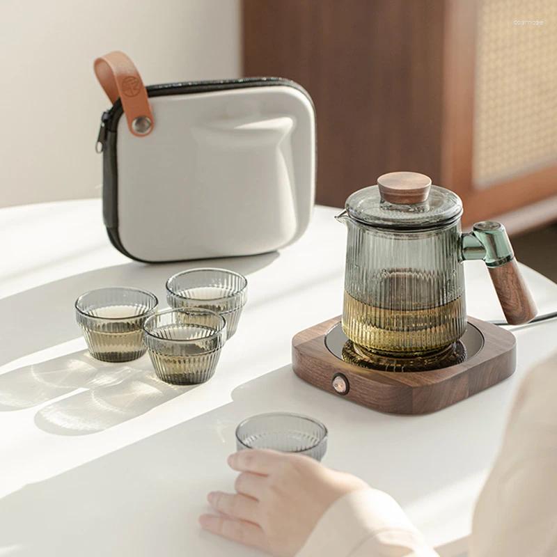 Teaware Set Design Advanced Tea Set Gaiwan minimalistiska roterande bärbara eftermiddag japansk porslin Geschirr -tillbehör