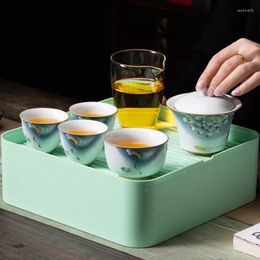Ensembles de ciw Ensemble de conception de thé set de thé minimaliste Festival de luxe de luxe japonais portable rotatif porcelana chinesa