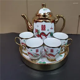 Teaware Sets Dragon y Phoenix Auspicioso de boda tradicional Cerámico Ceramic Ceramic