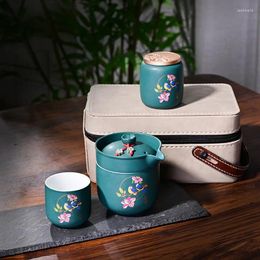 Ensembles de voies de thé fleur en fleur riche en voiture portable de thé extérieur tasse rapide tasse un pot deux tasses