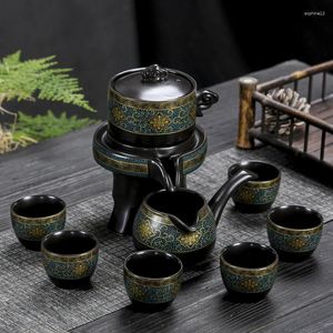 Teaware-sets Volledige bloem matte semi-automatische theeset huishoudelijke cadeaus creatieve advertentiebekers