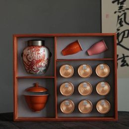 Teaware -sets Gaiwan Service Tea Set Travel Accessoires Infuser Chinese bruiloftspaar Kettle Luxury maker Teteras Silent Drink AB50TS