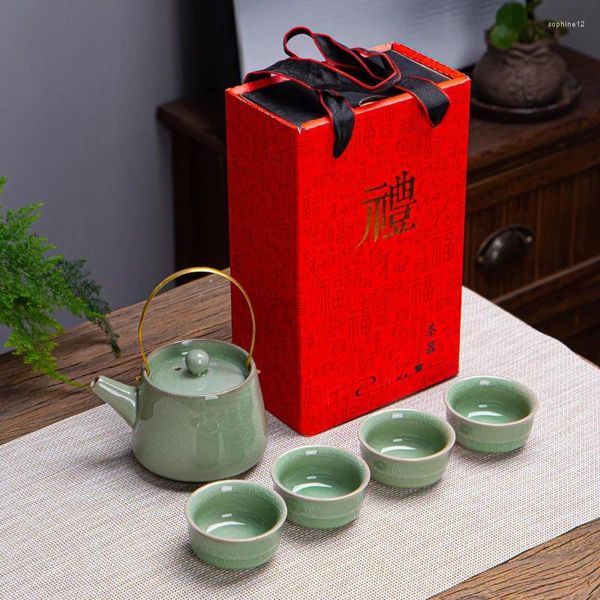 Ensembles de voiles de thé Geyao Ruyao Boad Box Set Pot Pot Cup chinois tasses et soucoupe