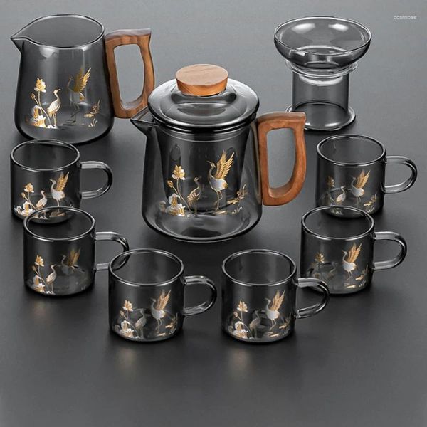 Juntos de té de té de vidrio Luxury simple Regalo para el hogar Accesorios creativos chinos Chaleira Kichens Artículos WZ50TS