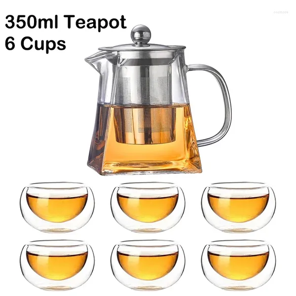 Juegos de teteras de vidrio para té, tetera con infusor resistente al calor para infusión, tetera china, juego de Pu Erh Gaiwan, ollas y tazas