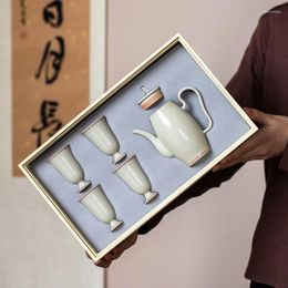 Ensembles de thé ensemble dessiné à la main Style chinois thé en porcelaine Imitation chanson Chaise Pot en céramique