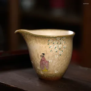 Ensembles de service à thé, pichet à thé dessiné à la main, Portrait d'une dame, accessoires de cérémonie en céramique faits à la main, Pot passoire tasse ménage