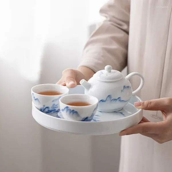 Ensembles de voitures peintes à la main Blanc de Chine Teapot Filtre Mémordial Filtre à thé Single Tasse de bambou Bamboo Set Mini Gentleman Orchid