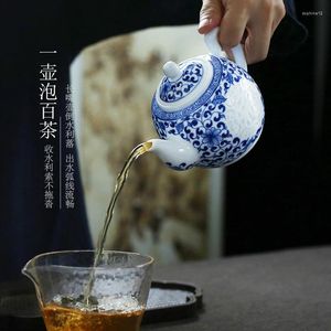 Théière en porcelaine bleue et blanche peinte à la main, service à thé en céramique chinoise, tasse à thé unique exquise faite à la main, pour la maison