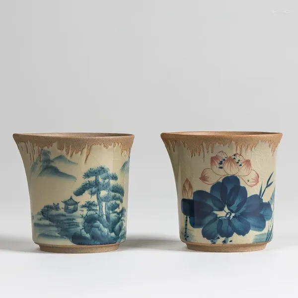 Conjuntos de té de imitación pintada a mano Copa de cerámica antigua Copa pública Té público Sea 160 ml de porcelana de estilo de tinta china