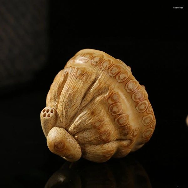 Conjuntos de té Materiales hechos a mano Bambú sólido Dragón Stripp Root Raíz Lotus Seedpod Piezas de la mano Craft en vivo Jugar escultura de jade