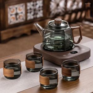 Juegos de té de té de borosilicato de té de té recipiente juego de maceta china