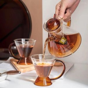 Ensembles de service à thé théière en verre à haute teneur en Borosilicate 2 pièces ensemble de tasses à café 2 pièces en gros