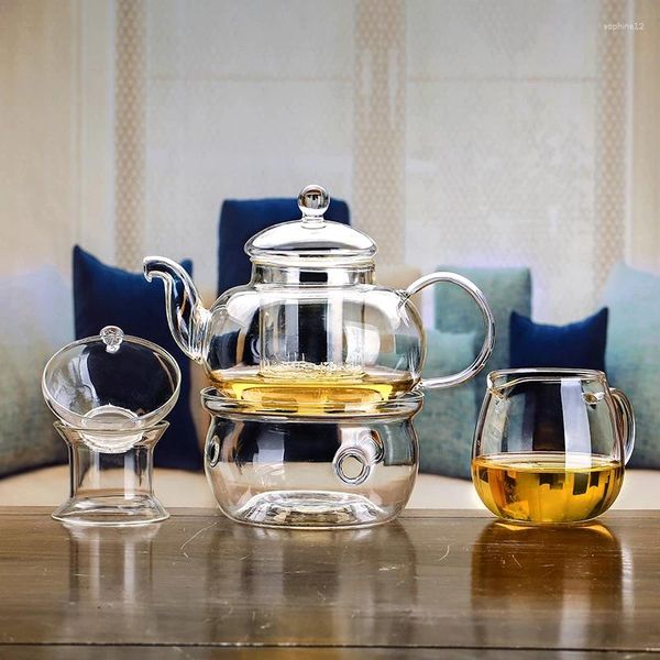 Ensembles de voies de thé Verre de borosilicate haut avec un ensemble de tasses de préservation de la chaleur de thé à thé filtrant