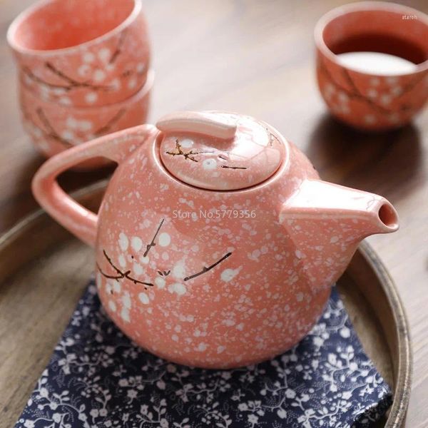 Juegos de té, juego de té japonés de cerámica de diseño creativo de alta calidad, taza bajo vidriado para el hogar, tetera grande china