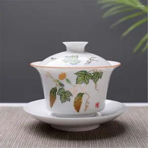 Service à thé Gaiwan en porcelaine blanche de haute qualité, service à thé, théière de voyage en céramique, tasse en porcelaine chinoise