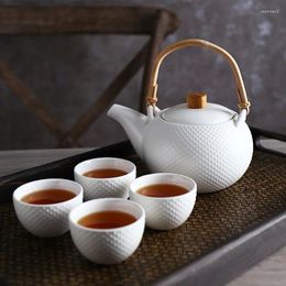 Teaware sets huishoudelijke keramische thee set een pot met vier kopjes creatieve middag camellia theepot