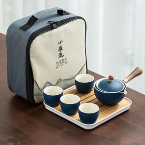 Ensembles de service à thé filtre ménager, machine à thé en porcelaine noire, ensemble KungFu rotatif à 360 °, couleur surglacée, un Pot, 4 tasses