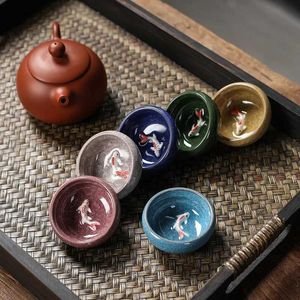 Teaware Sets Ice Crackle Fish Theekup Ceramic Kung Fu Tea Set Master Single Cup Tea Nip Ware Vintage Kilverandering Teaware Accessoires Geschenken