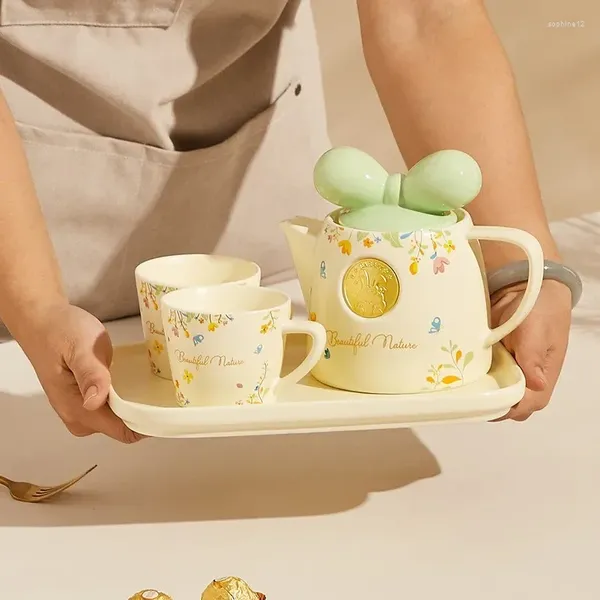 Sets de té Ins Té Pot Making Ceramic Home Creative Small Fresh Flower Tarde Set Lindo Agua