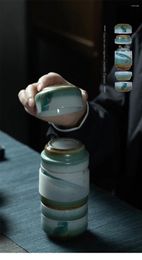 Ensembles de voies de thé Inspiré Concentric Express Cup Portable Céramic Travel Tea Set 1 Pot 4 tasses Kong Fu
