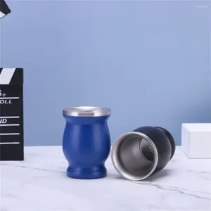 Ensembles de thé Tasse isolée avec cuillère Brosse de nettoyage de paille Yerba Mate Tasses de gourde en acier inoxydable Thé au café au lait d'avoine 8 oz multicolore