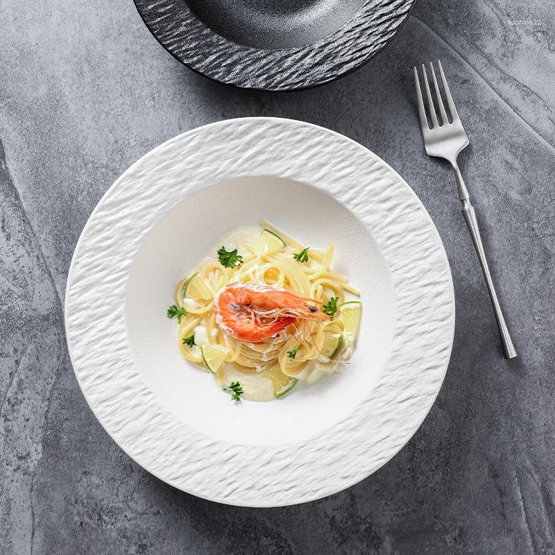 Conjuntos de chá italiano massa ocidental comida avançada percepção talheres luz cerâmica quadro branco doméstico placa profunda salada