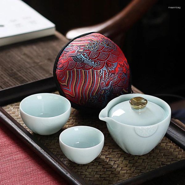 Service à thé en céramique japonaise, tasse à thé de voyage comprenant 1 Pot 2, haute qualité, élégante Gaiwan, belle théière facile, bouilloire à café