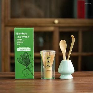 Ensembles de voies de thé Cérémonie japonaise Bamboo Matcha Matcha Poudre Poudre Set Green Tea Brush Chasen Tool Grinder Brushes Tools