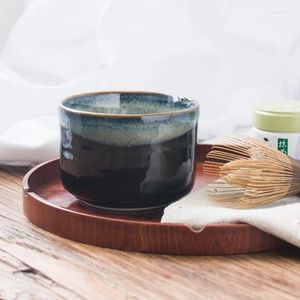 Ensembles de service à thé cérémonie japonaise en céramique Matcha bol unique fait à la main noir rétro tasse à thé poterie vert Chawan ensemble Maccha cadeau