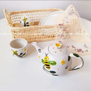 Ensembles de thé Jefeng japonais charmant familial fleur de thé à thé Coffee Idea Little Bee Ceramic Set Taepot Teacup