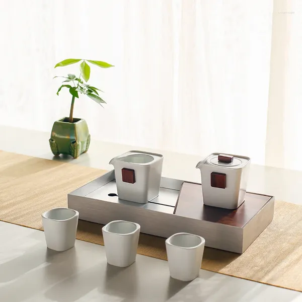 Teaware Sett 'Jingdezhen Ceramic Kungfu Tea Set White Elegant Portable Outdoor All in One Gift Bag Travel Exquis Gratuit Shippin