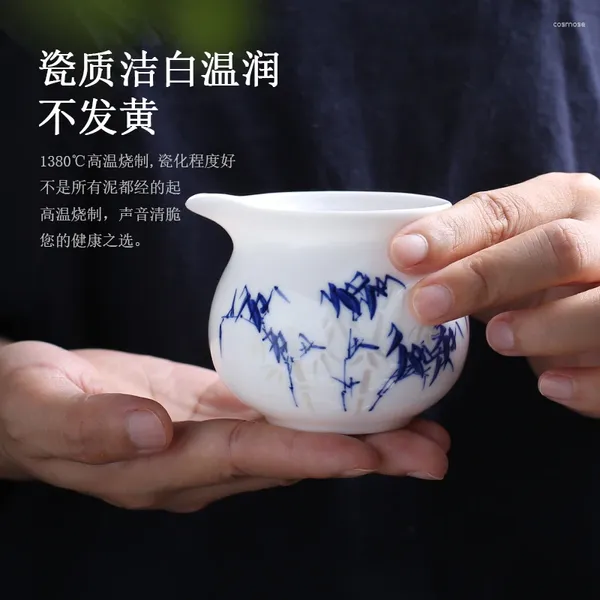 Juegos de teteras Jingdezhen, jarra de porcelana decorada con patrón de arroz pintada a mano, utensilios de tetera chinos azules y blancos individuales