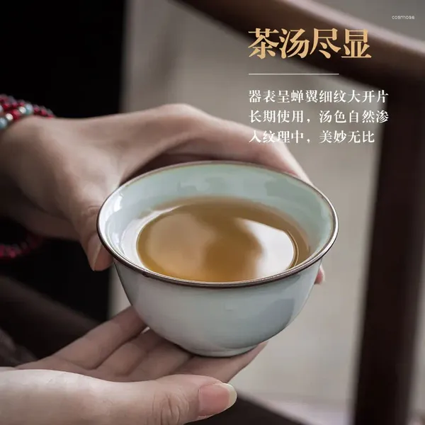 Ensembles de VIe Jingdezhen Song Imitation Fabriqué Handmade Official Glazed Glazed Personal Master tasse Single céramique Ru Ware Tea