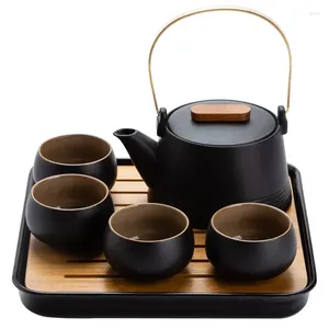 Theewaar Sets Kungfu Thuis Theeservies Kantoor Reizen Goede Geschenken Japanse Stijl Zwart Aardewerk Beam Theepot Een Pot Vier Kopjes Met Zak