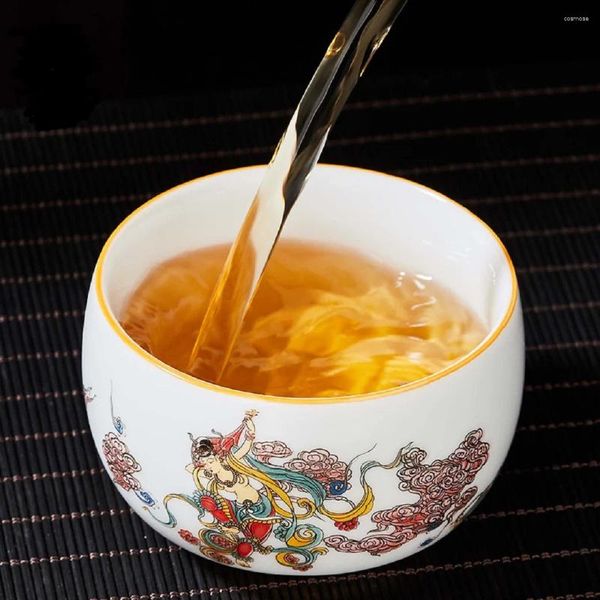 Juegos de té Juego de té Kungfu Taza de producto principal de cerámica Jianzhan Dunhuang Alambre dorado Esmalte Color Personal para el hogar