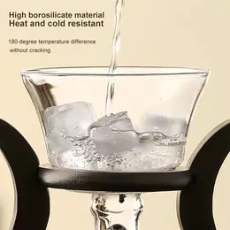 Kungfu – service à thé en verre d'eau magnétique résistant à la chaleur, ensemble automatique paresseux, couvercle de pot, bol de dérivation, thé rotatif