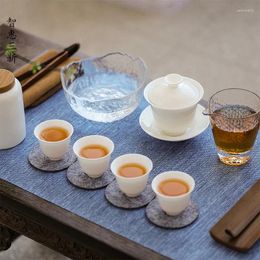 Ensembles de voies de thé Lanolin Jade Travel Tea Set Chinois White Portable Sac Créateur Cérame Vintage Céramique Gift For Friend