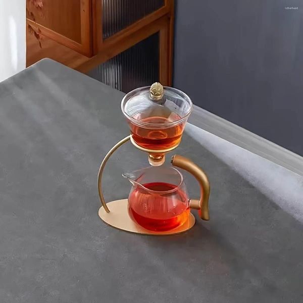 Ensembles de voitures de thé Ensemble de thé en verre paresseux SEMI Automatique Autoubardage avec une verrerie de tasse de thé à gâchis anti-scalding.