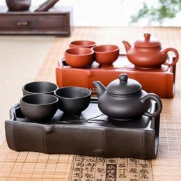 Ensembles de voiles de thé Lizaotao ensemble complet de thé de sable violet ménage moderne simple tasse de théière en céramique