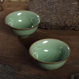Service à thé Longquan céladon tasse à thé en céramique four Ge glace fissure maître simple petit bol