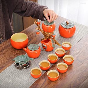 Theeserviezen Lucky Persimmon Creative Ceramic Lazy Tea Maker Halfautomatische geschenkset