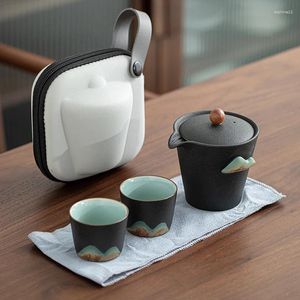 Teaware Sets Luwu Théière en céramique de montagne peinte à la main japonaise avec 2 tasses et étui de voyage