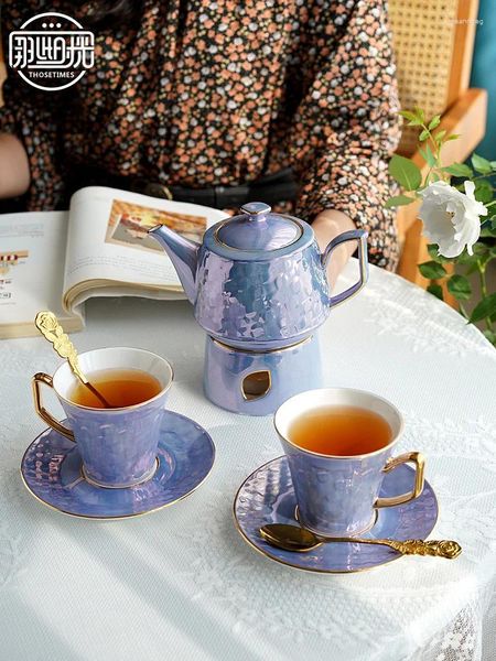 Ensembles de théirs de thé Téapot et tasse de céramique de luxe avec tasse avec plus chaude en porcelaine en porcelaine en porcelaine d'après-midi