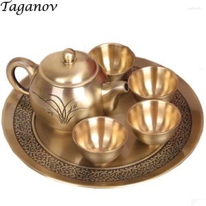 Juego de té de té de lujo Té de té de seis piezas 4 tazas Plato Familia Regalo de boda de boda chino vintage retro chino