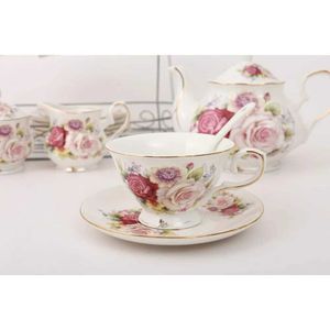 Teaware -sets matcha set 15 -delige Europese keramische theesets koffie teheeware thee het kleurrijke roos schilderij pompoen koffie thee pot gereedschap keukenbar