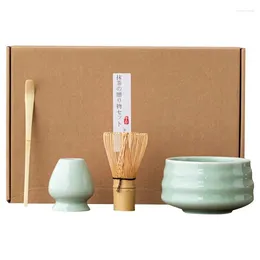 Juegos de té de té Matcha Tea Juego de accesorios Japanese Whisk 4pcs para los amantes de la ceremonia para principiantes