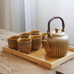 Ensembles de thé service à thé japonais minimaliste en céramique Vintage porcelaine bouilloire chinoise Tetera Japonesa avec plateau EF60CJ