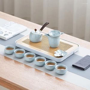 Service à thé moderne Portable, coffret cadeau Kungfu, tasse en porcelaine, infuseur, bol Matcha pour 6 personnes, Tazas De Te en porcelaine