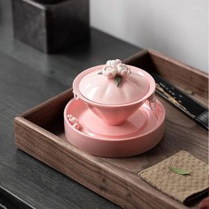 Ensembles de service à thé, graisse de mouton, Jade, couvercle en porcelaine, bol, Support de Pot, infuseur à thé haut de gamme, niveau d'apparence élevé, manuel